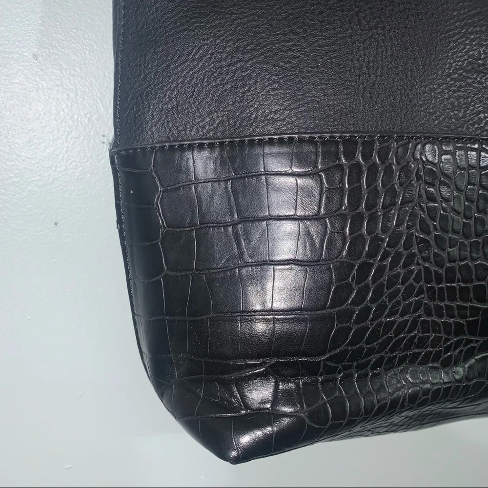 Steve Madden black faux croc tote shoulder bag - Picture 6 of 15